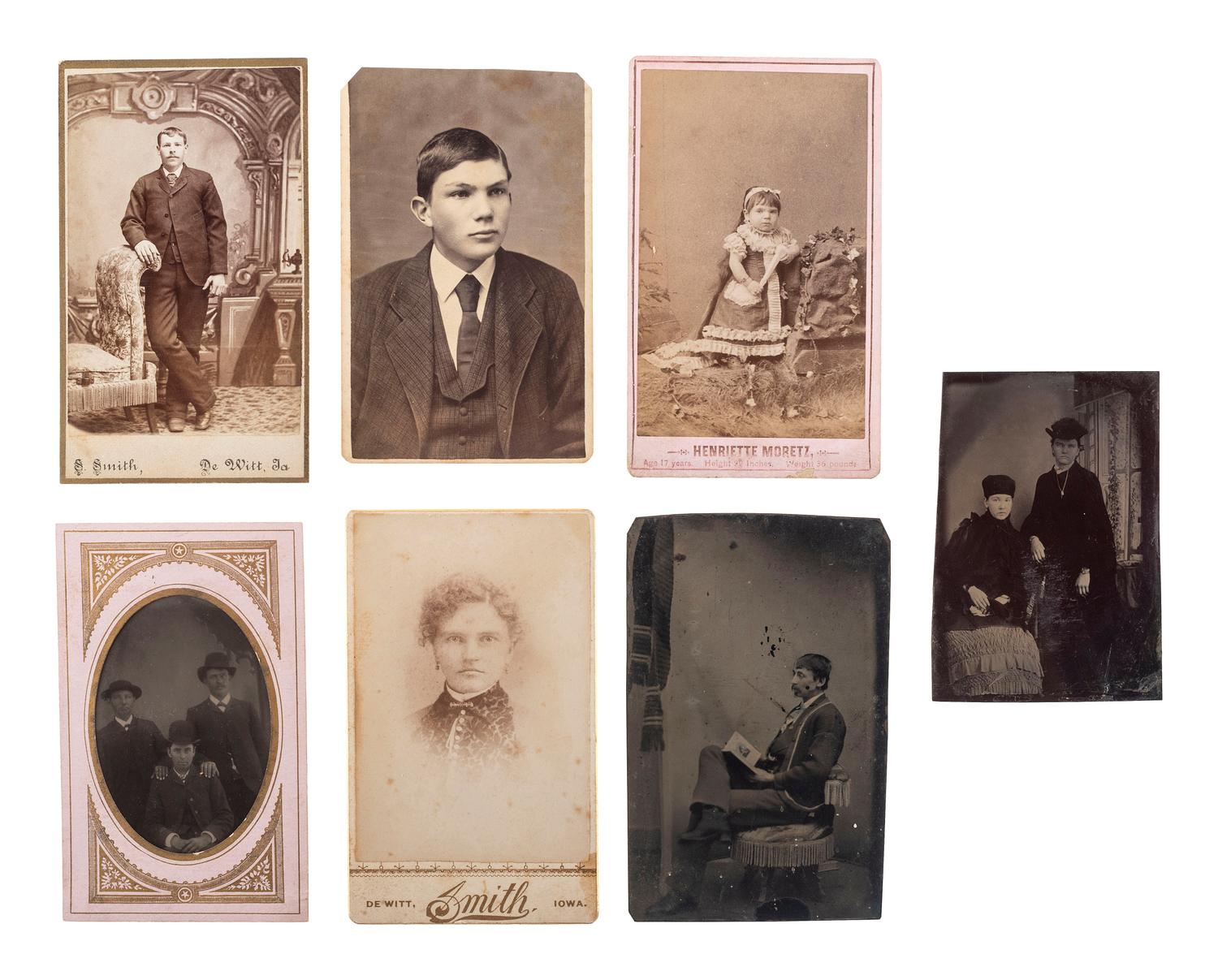 [EARLY PHOTOGRAPHY]. A collection of over 200 19th century photographs, incl. tintype of Indian Wars-era soldier.