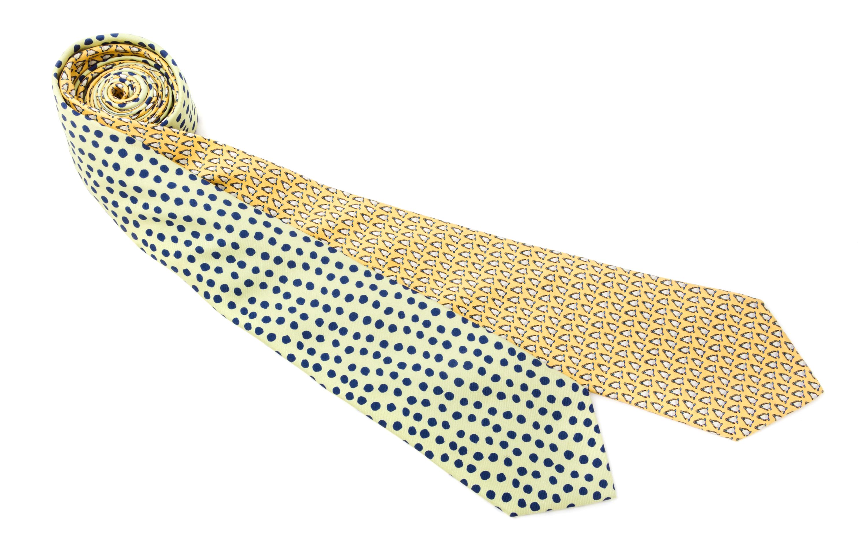 A Pair of Hermes Silk Neckties,