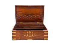 A Victorian Brass Inlaid Fruitwood Stationery Box