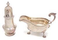 Two George V Silver Articles, , comprising: a castor, London, 1912 a sauce boat, London, 1925