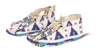 Pair of Sioux Fully Beaded Moccasins Length 10 3/4 inches
