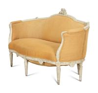 A Louis XVI Style Gray-Painted Canape