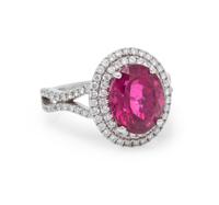 A 14 Karat White Gold, Rubellite Tourmaline and Diamond Ring, 3.40 dwts.