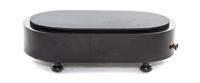 A Swiss Ebonized Cylinder Music Box, Height 4 x width 13 3/8 x depth 6 7/8 inches.