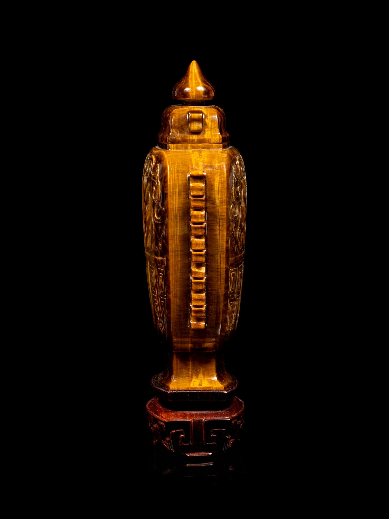 A Chinese Tiger's Eye Covered Vase