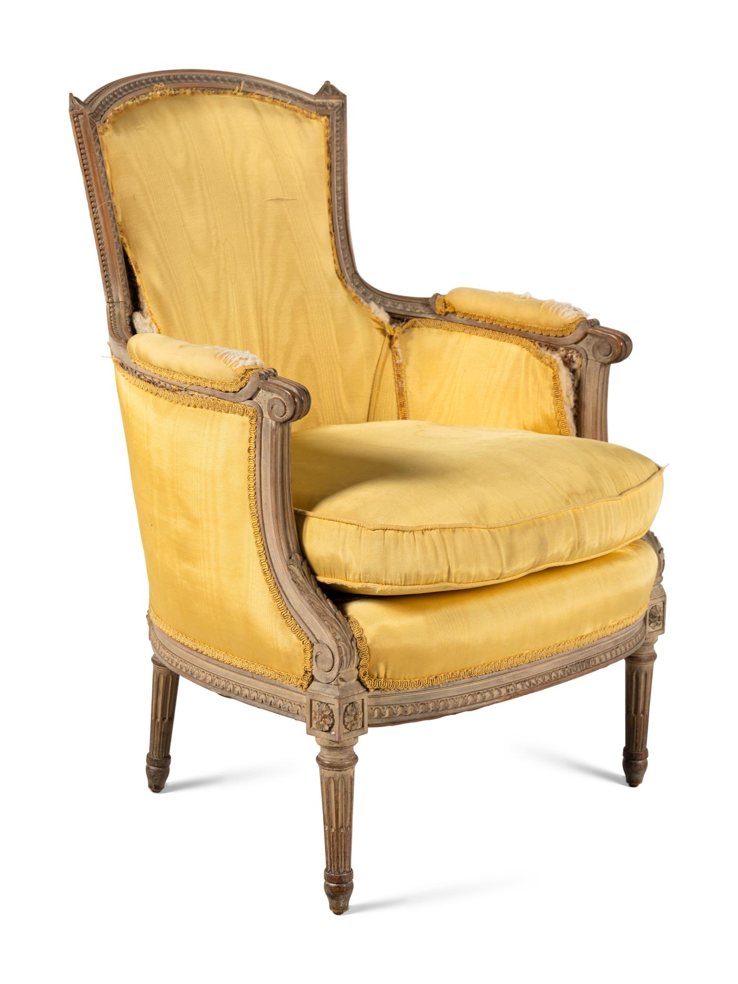 A Louis XVI Style Cerused Beechwood Bergere