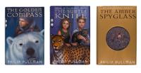 PULLMAN, Philip. [His Dark Materials trilogy:] The Golden Compass . — The Subtle Knife . — The Amber Spyglass . New York: Alfred A. Knopf, 1996-1997-2000.