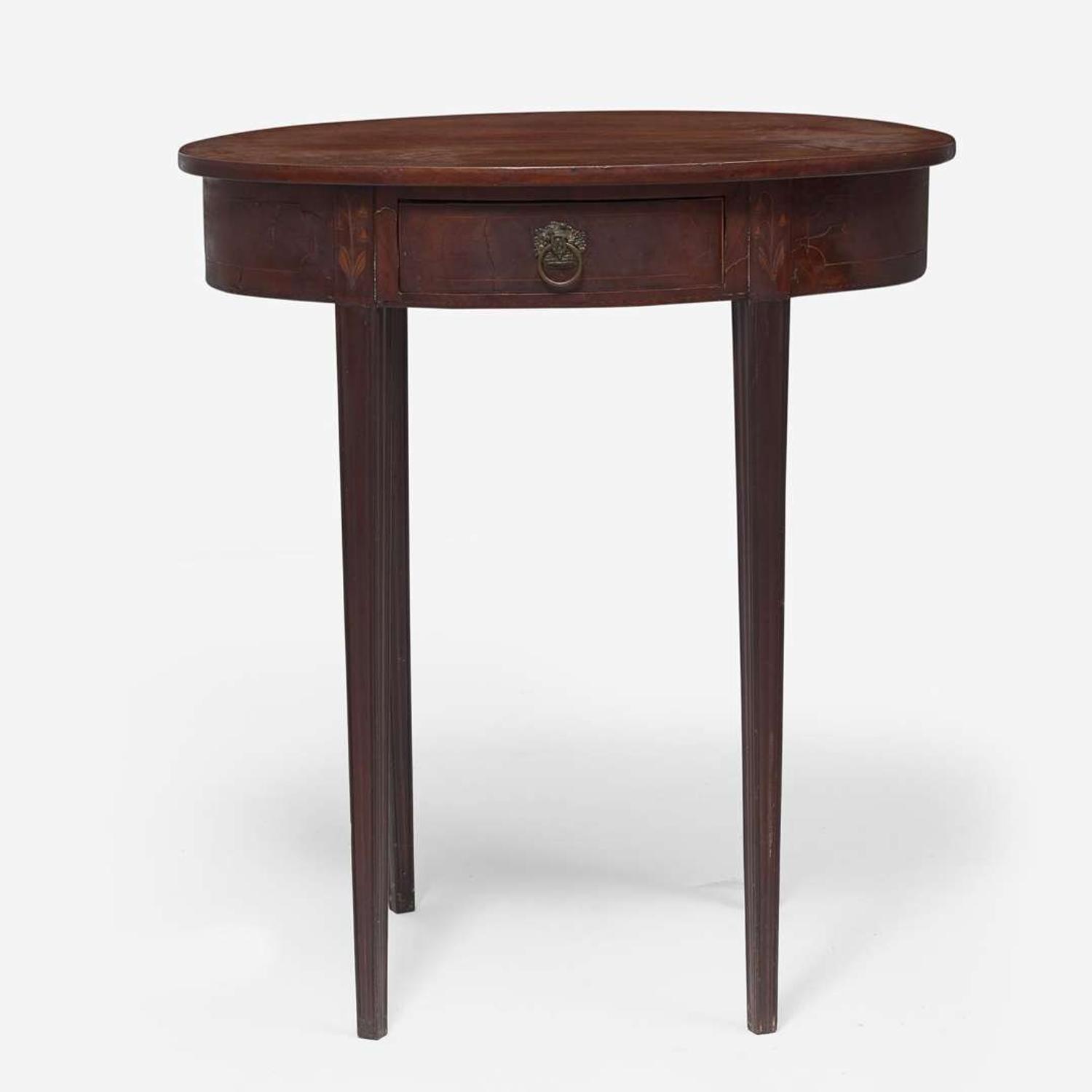 A Federal inlaid mahogany single-drawer stand Possibly workshop of Adam Hains (1768-after 1820), Philadelphia, PA, circa 1810
