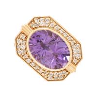 YELLOW GOLD AND AMETHYST BROOCH