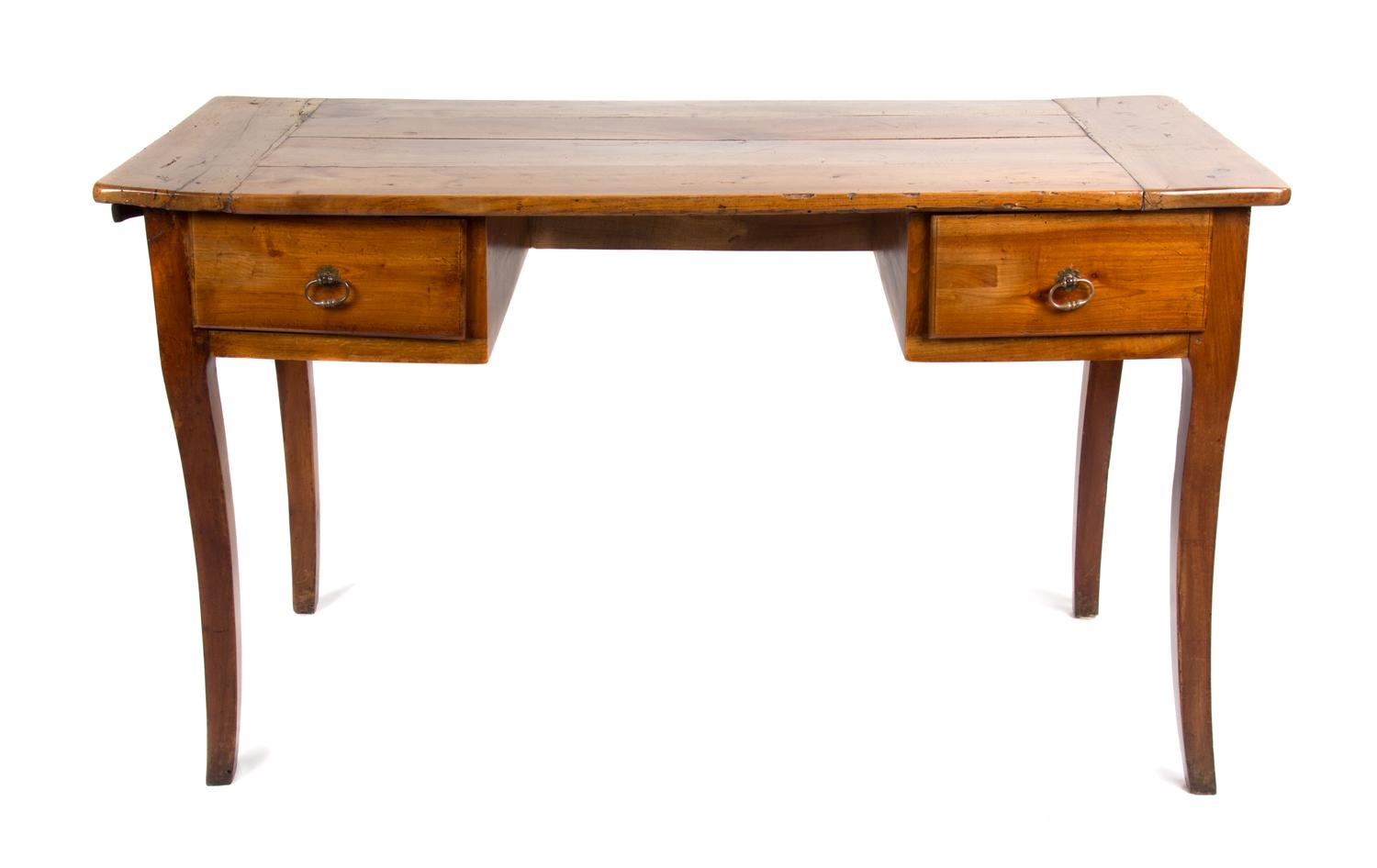 A French Provincial Fruitwood Writing Table Height 29 x width 51 x depth 26 inches. — 19TH CENTURY