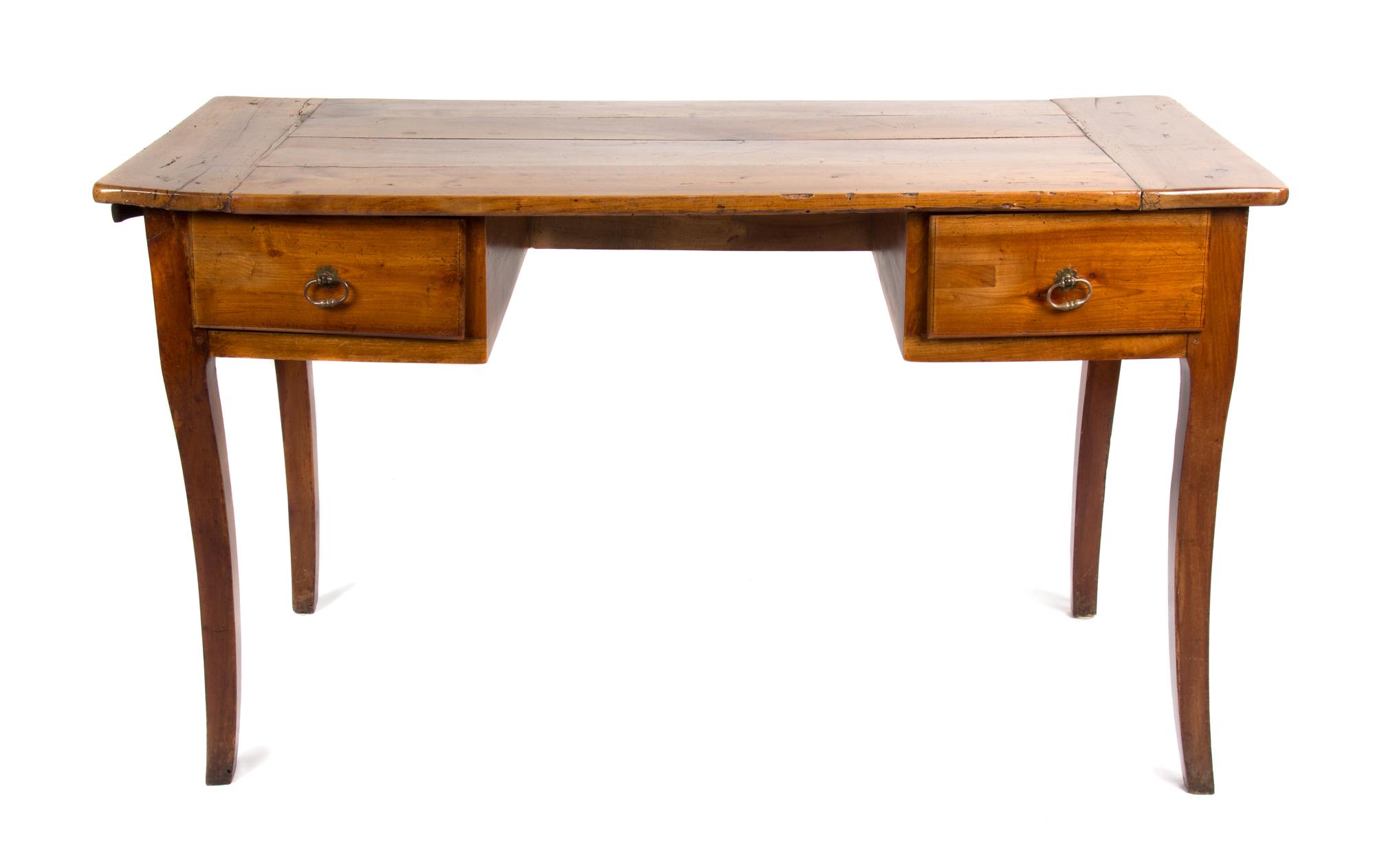 A French Provincial Fruitwood Writing Table Height 29 x width 51 x depth 26 inches. — 19TH CENTURY