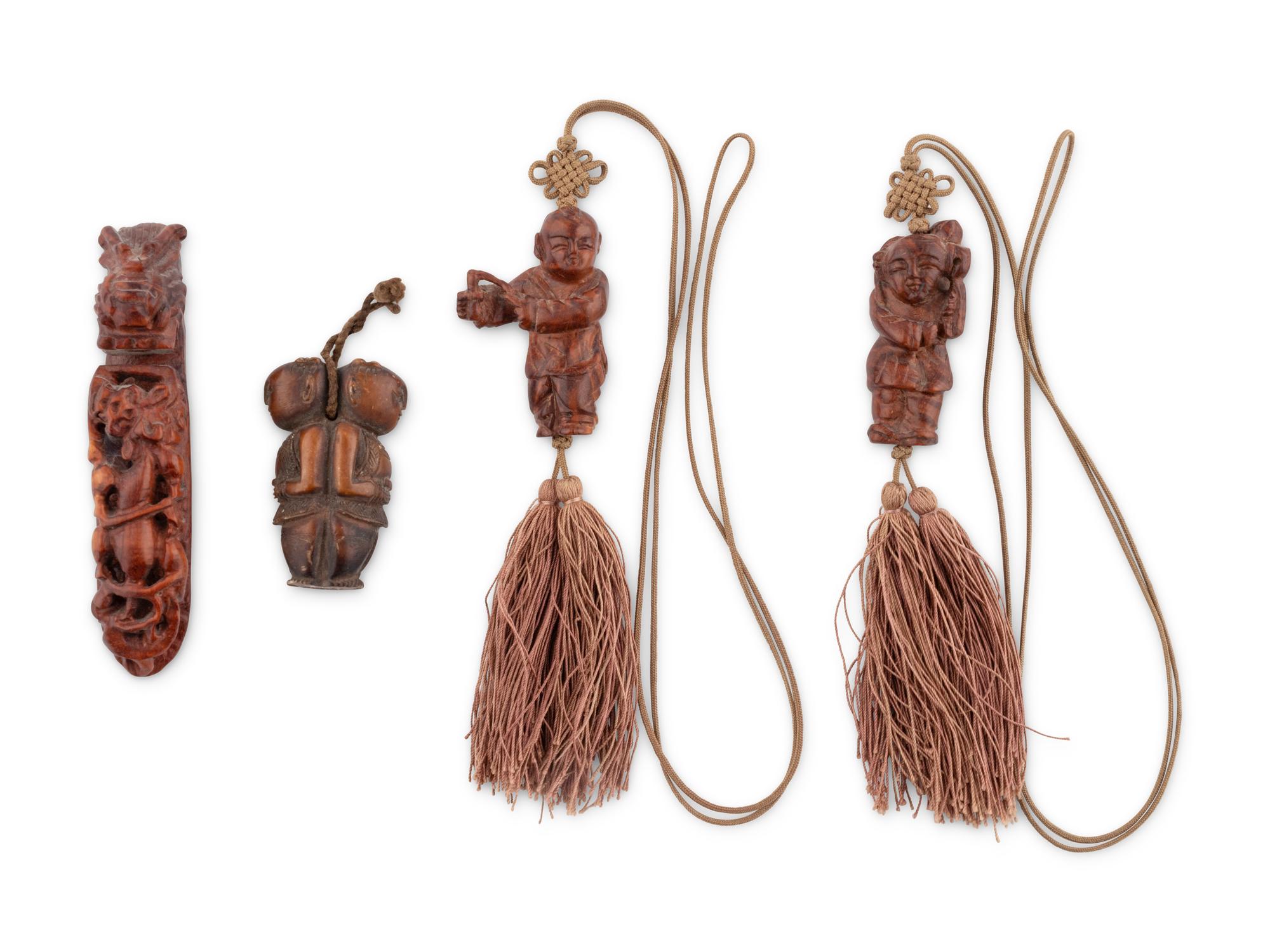 Four Chinese Boxwood Carvings
