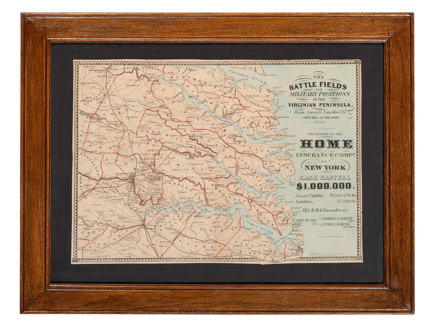 [CIVIL WAR]. The Battle Fields and Military Positions in the Virginian Peninsula. New York: D.A. Heald, 1862.