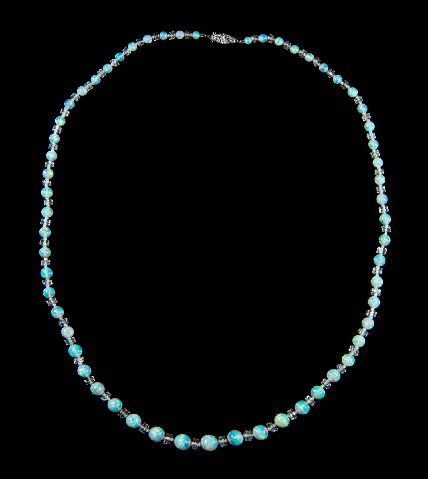 An Art Deco Opal Bead Necklace,