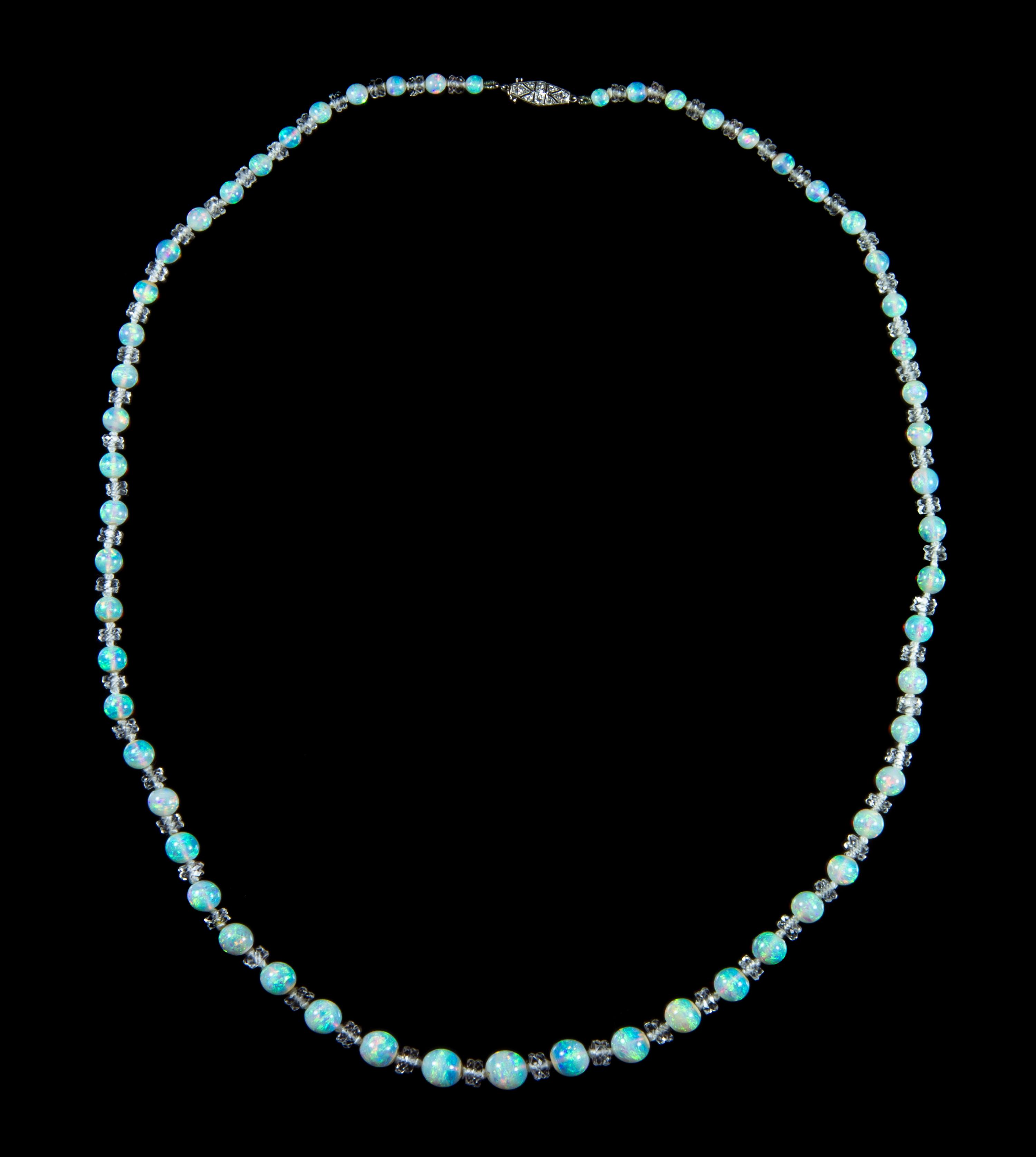 An Art Deco Opal Bead Necklace,