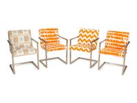 Four Modernist Cantilever Armchairs and an Ottoman