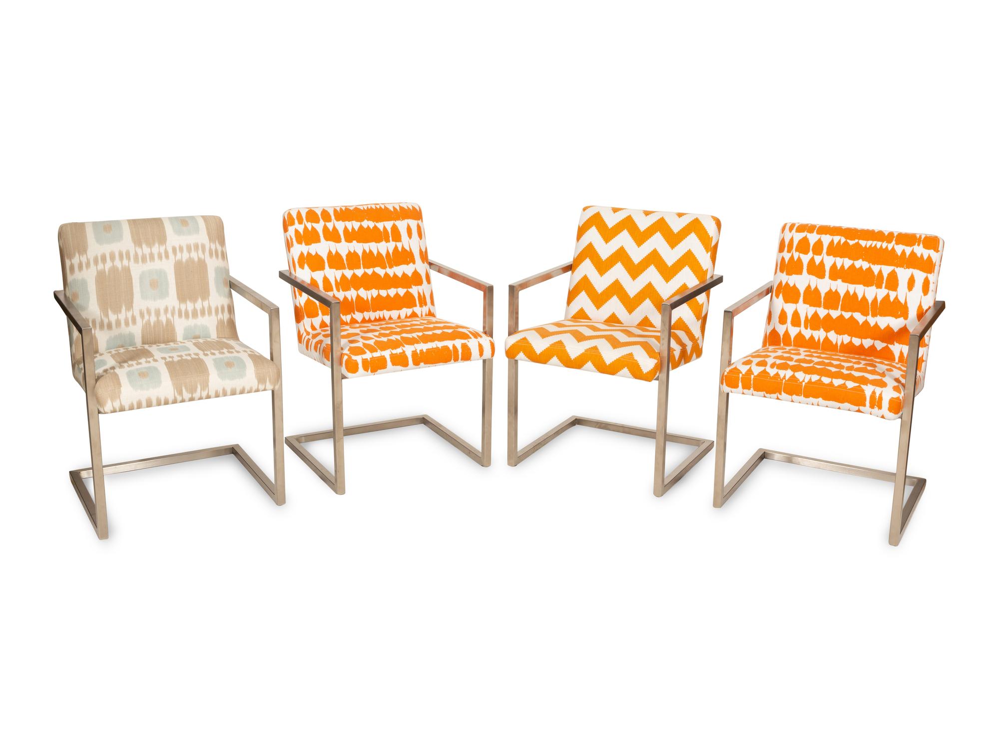 Four Modernist Cantilever Armchairs and an Ottoman