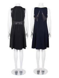 Two Ralph Rucci Leather Paneled Sleeveless Dresses, c. 2010s