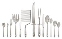 An American Silver Flatware Service, International Silver Co., Meriden, CT, Royal Danish pattern, comprising: 13 dinner forks 15 salad