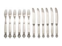 A Georg Jensen Acorn Silver Fruit Service For Six