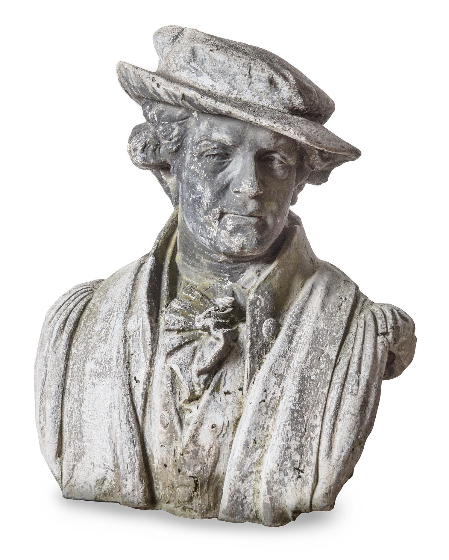 A Large Stone Bust of a Gentleman Height of bust 32 inches.