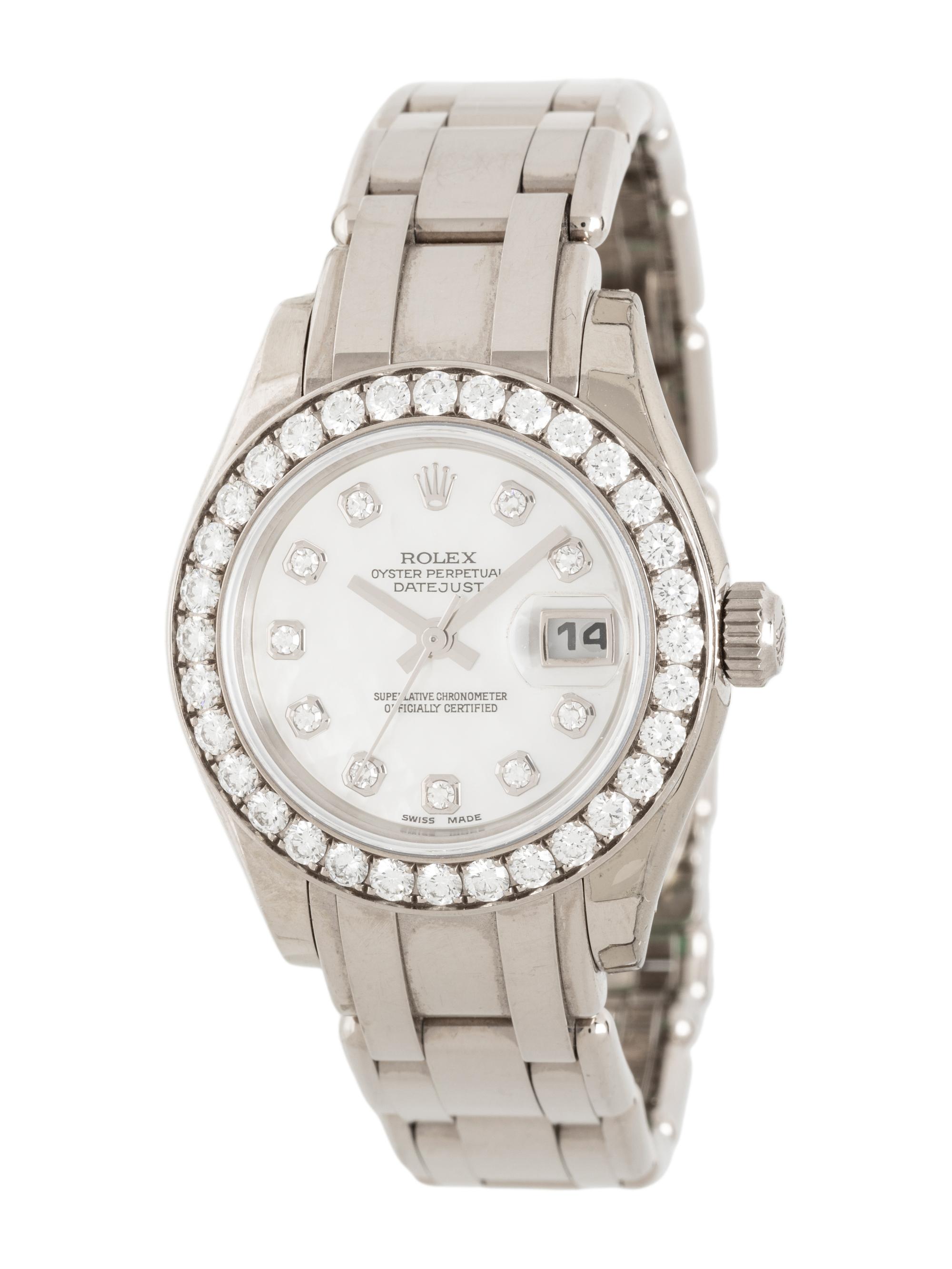 ROLEX, REF. 80299 18K WHITE GOLD AND DIAMOND 'PEARLMASTER' WATCH, BOX & PAPERS