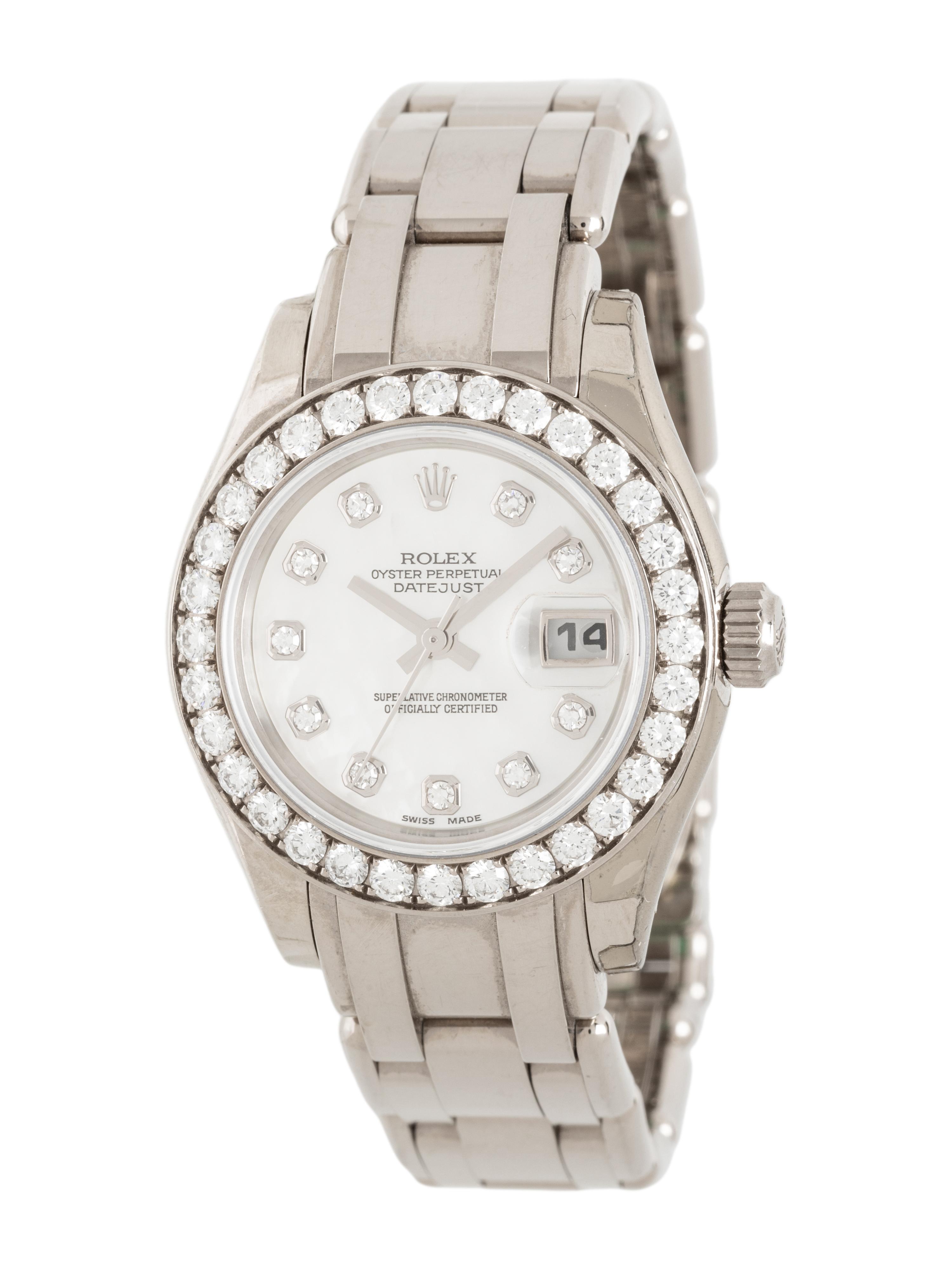 ROLEX, REF. 80299 18K WHITE GOLD AND DIAMOND 'PEARLMASTER' WATCH, BOX & PAPERS