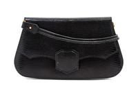 An Hermes Black Lizardskin Shoulder Bag, 9 x 5 1/2 x 1 inches.