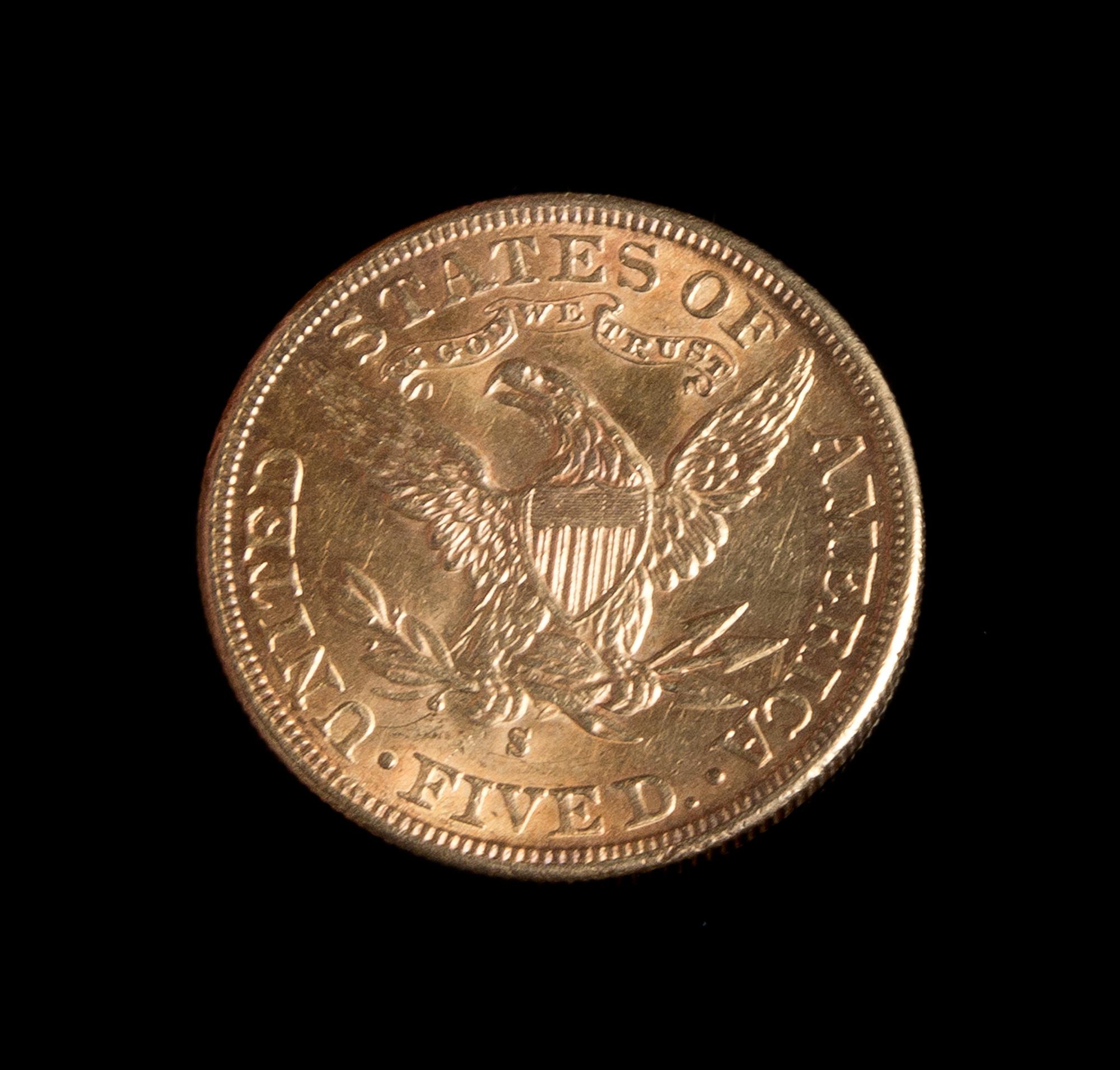 A United States 1886-S Liberty Head $5 Gold Coin