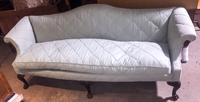 A Georgian Style Mahogany Camelback Sofa Height 36 1/2 x width 87 1/2 x depth 24 1/2 inches. — 19TH CENTURY
