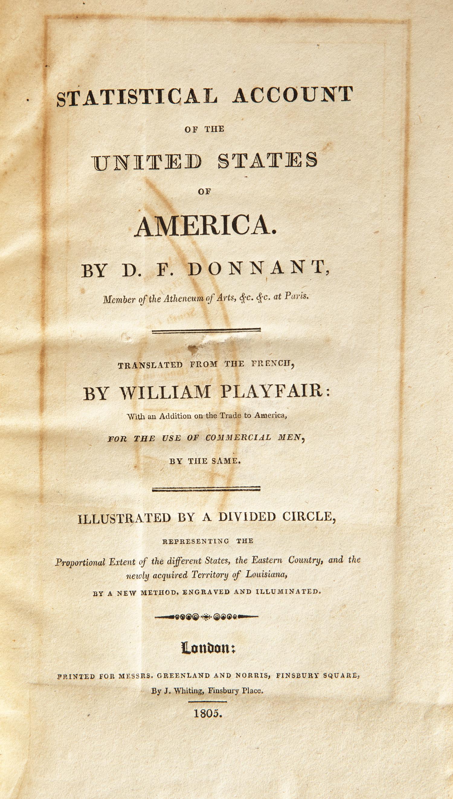 [Americana] [Playfair, William] Donnant, D.F. Statistical Account of the United States of America