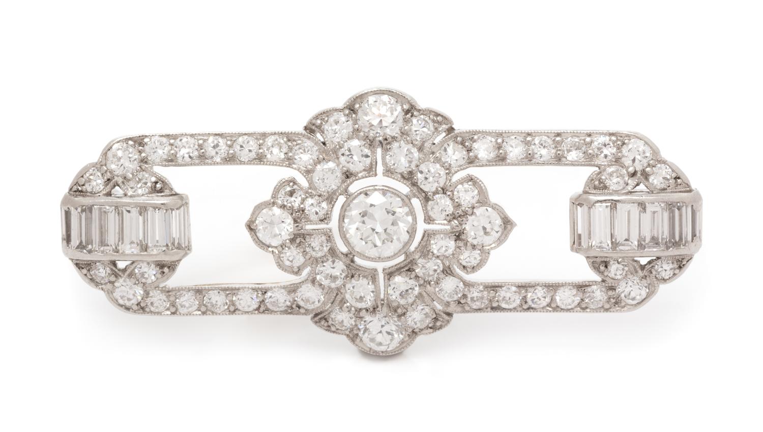 An Art Deco Platinum and Diamond Brooch, Tiffany & Co., 6.10 dwts.