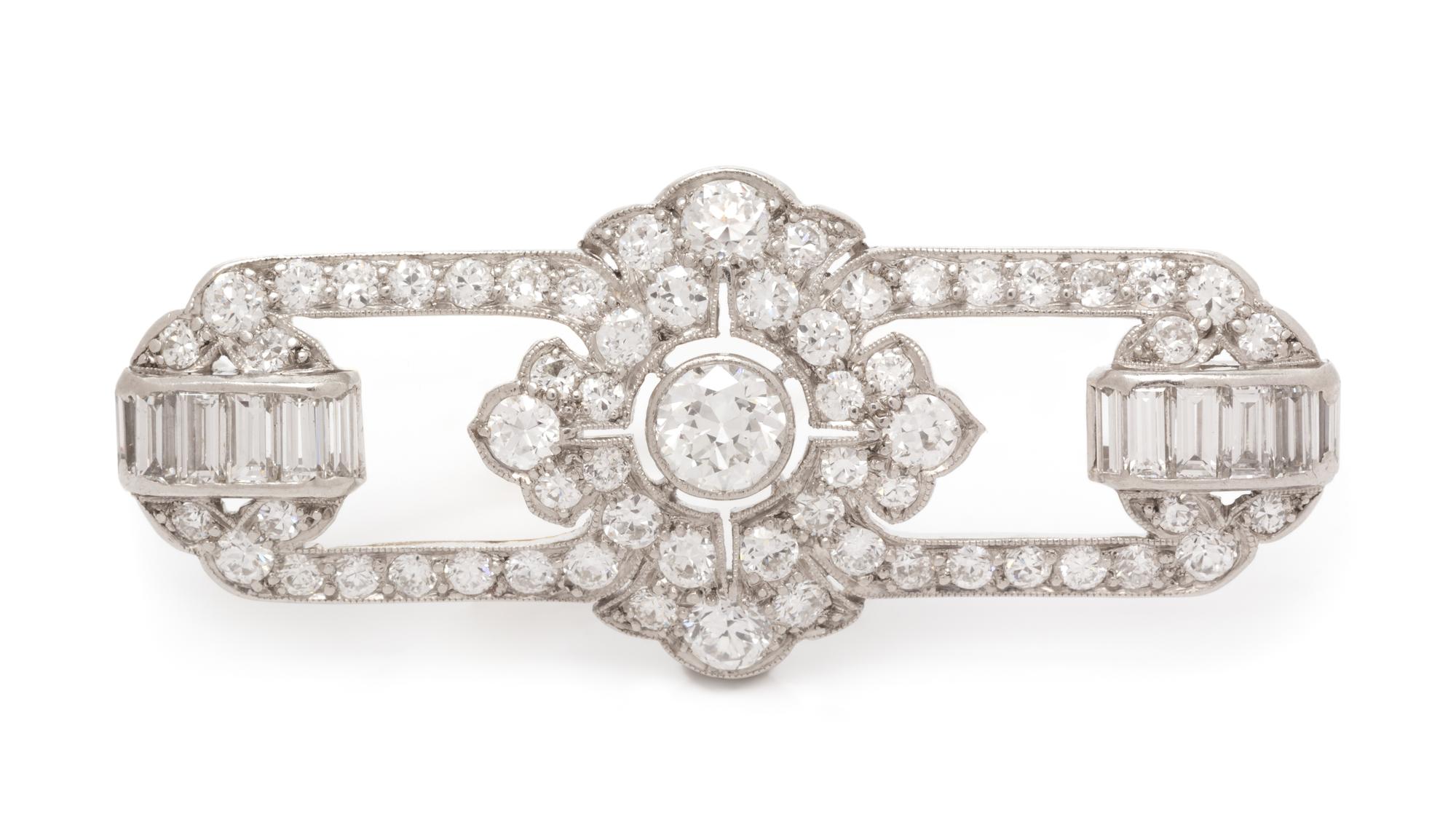 An Art Deco Platinum and Diamond Brooch, Tiffany & Co., 6.10 dwts.