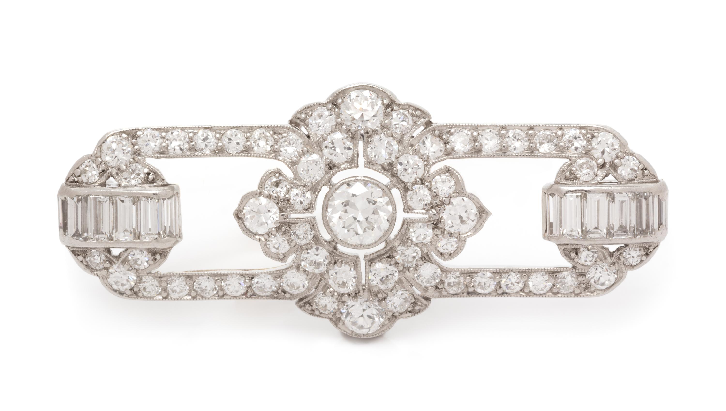 An Art Deco Platinum and Diamond Brooch, Tiffany & Co., 6.10 dwts.