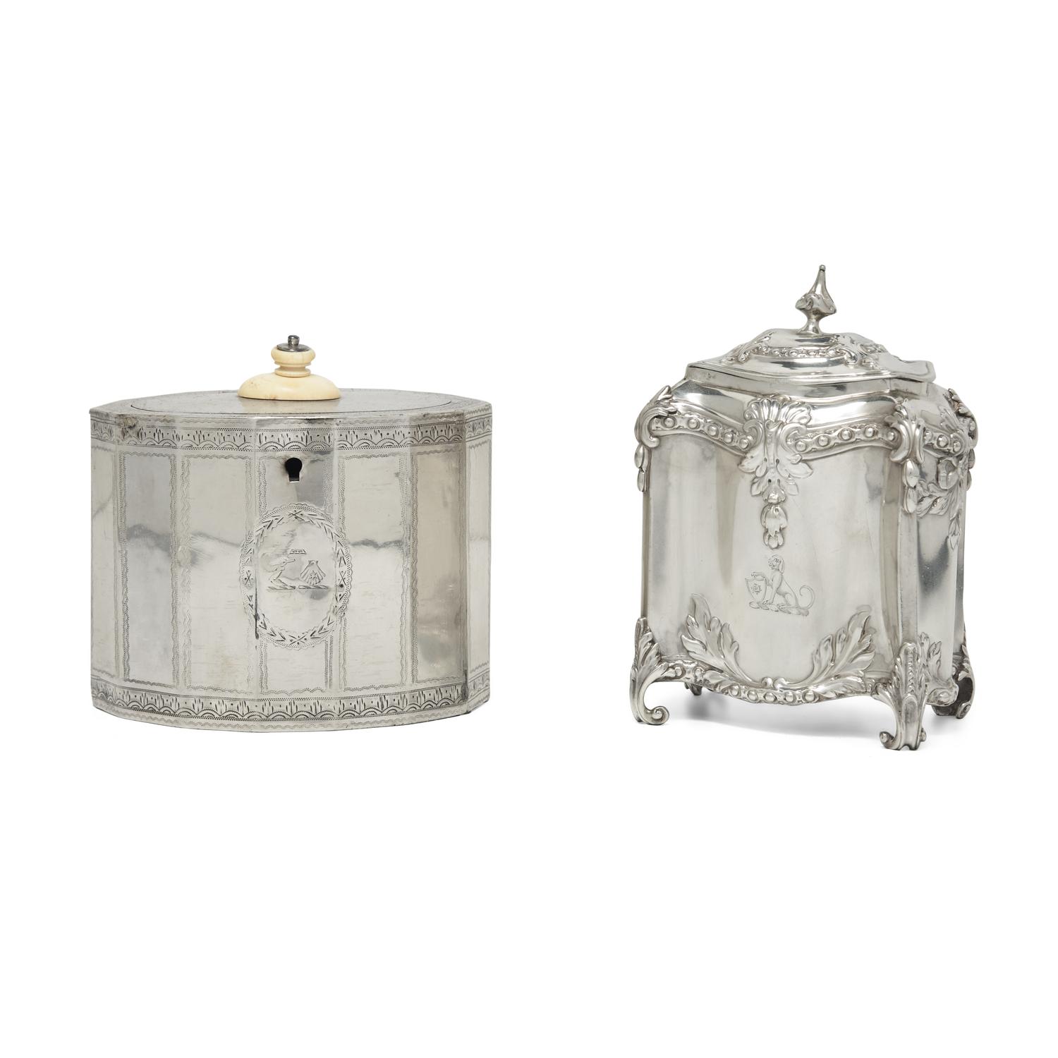 Two George III Sterling Silver Tea Caddies
