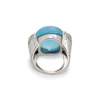 SEAMAN SCHEPPS, WHITE GOLD. AQUAMARINE AND DIAMOND 'GOLF BALL' RING