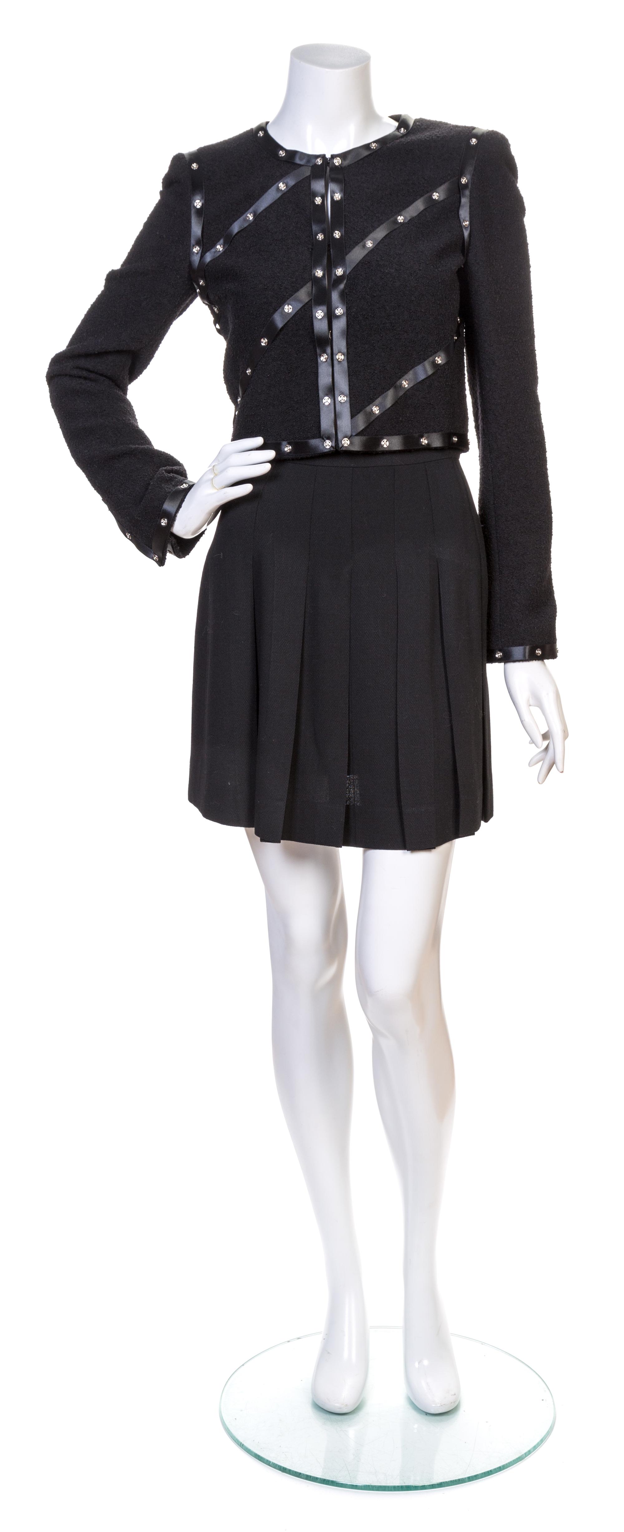 A Chanel Black Boucle Jacket Ensemble, Size 36.