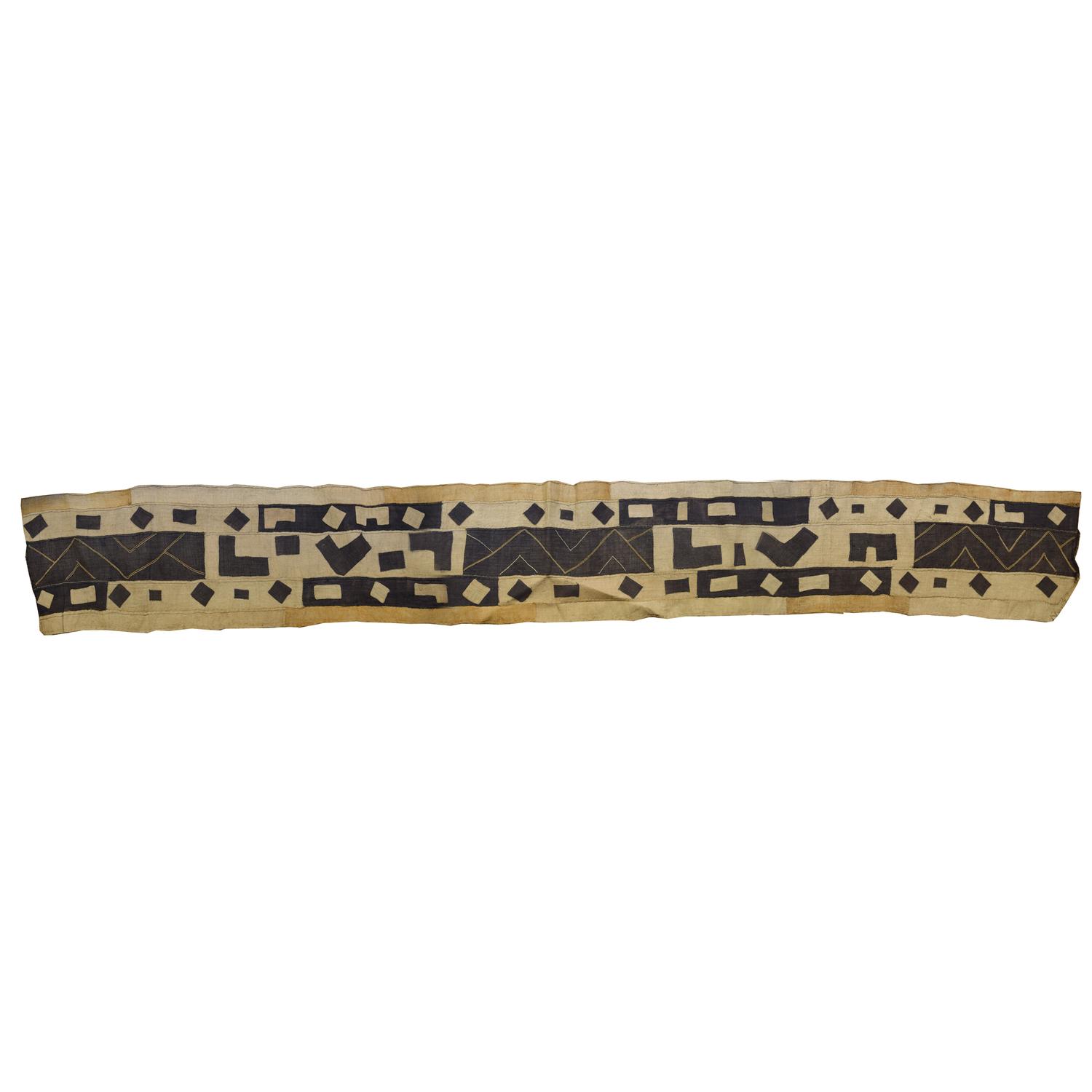 A Hand Woven Kuba Cloth 136" W x 18" H — Democratic Republic of the Congo, Mid-20th Century
