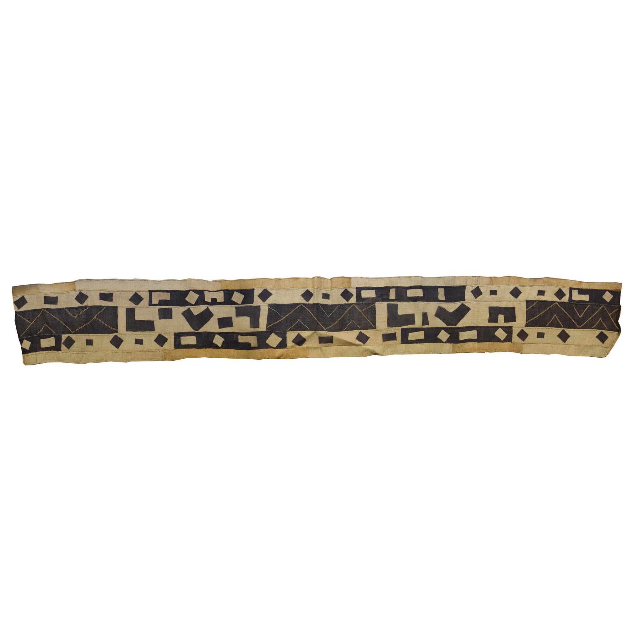 A Hand Woven Kuba Cloth 136" W x 18" H — Democratic Republic of the Congo, Mid-20th Century