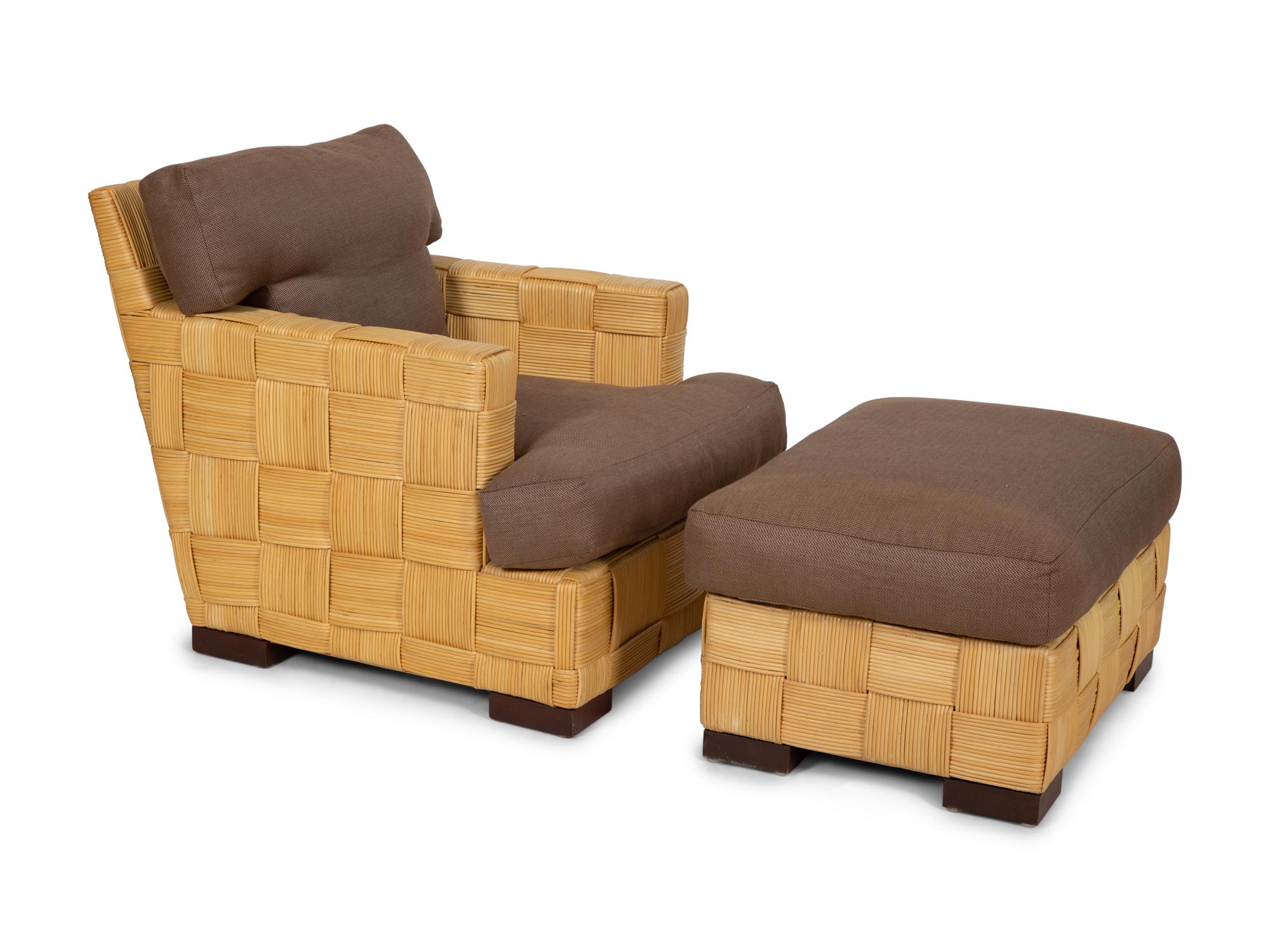 A John Hutton for Donghia Block Island Armchair and Ottoman