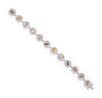 WHITE GOLD, COLORED DIAMOND AND DIAMOND BRACELET