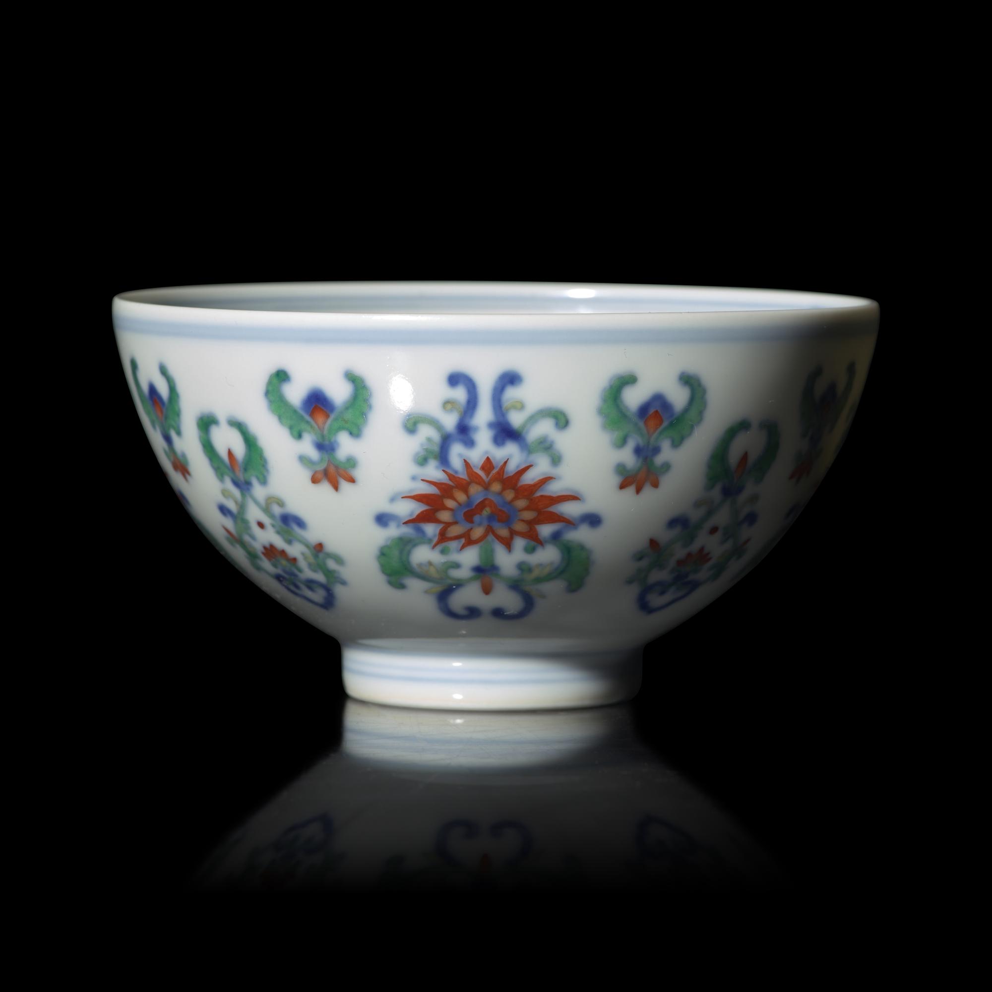 A Chinese Doucai Porcelain 'Lotus' Cup 斗彩蓮紋盌