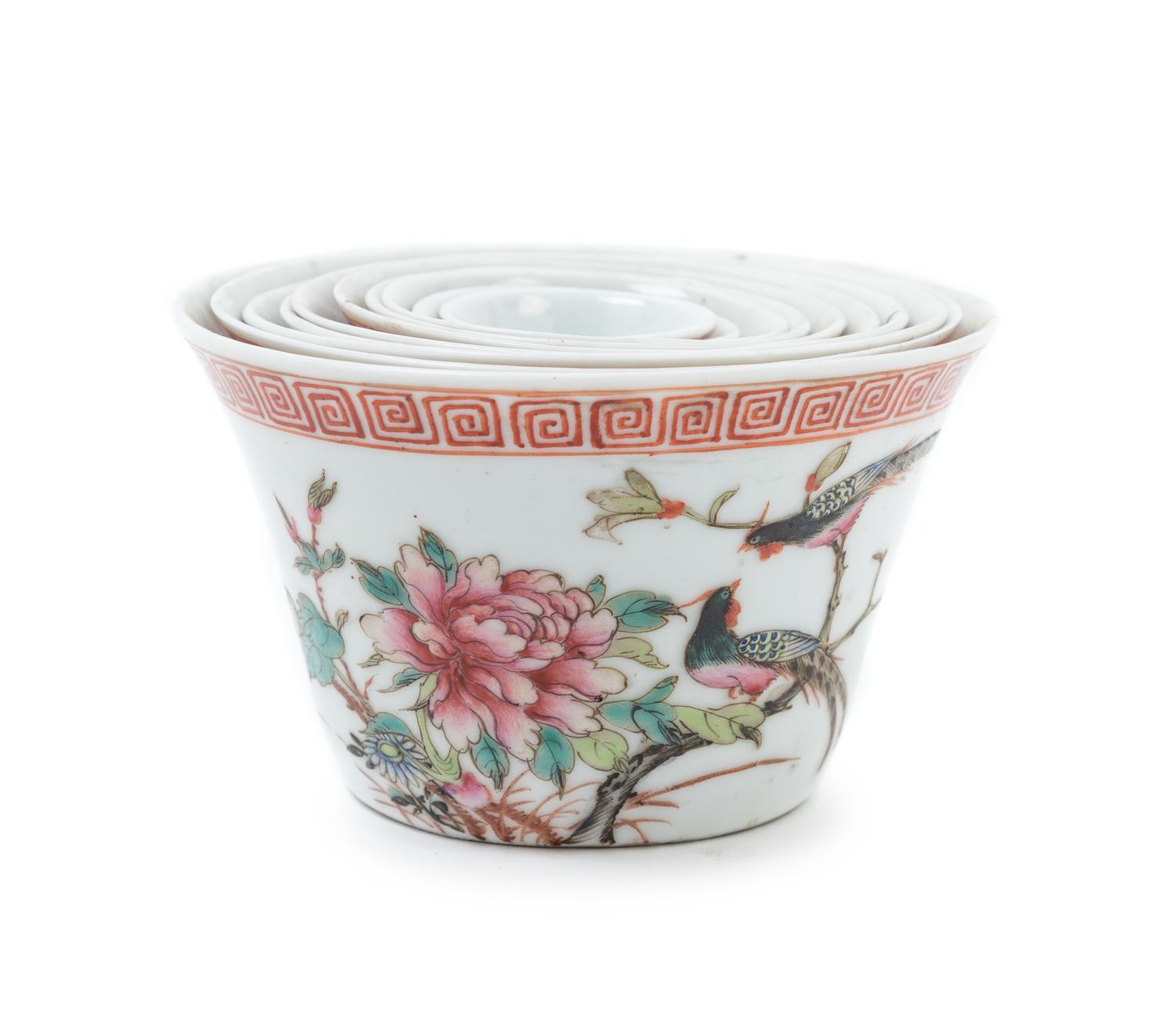 A Set of Ten Chinese Famille Rose Porcelain Cups