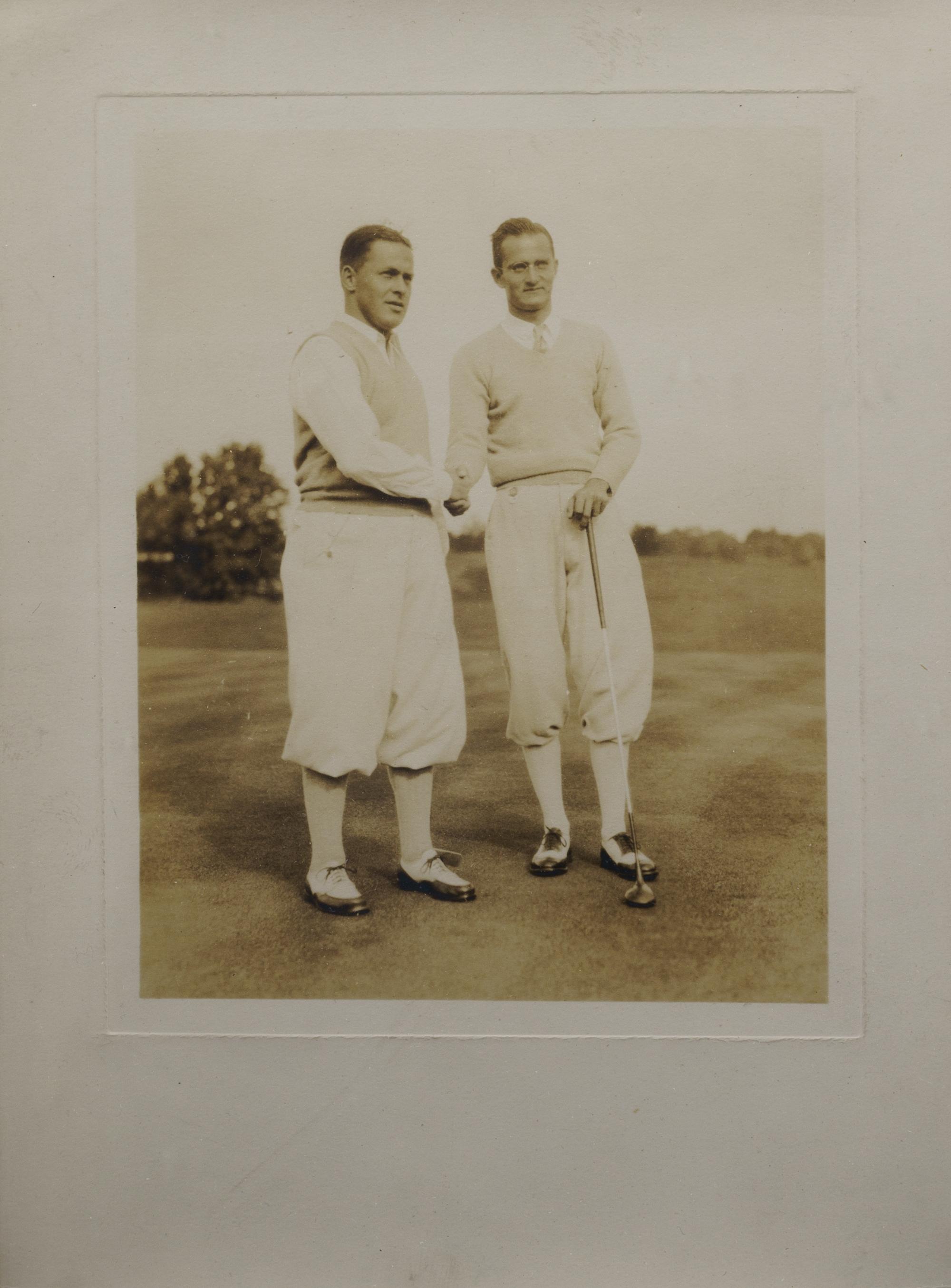 A Group of Bobby Jones Personal Items, Including a Type One Photograph with Eugene Homans and a Western Union Telegram Sent during the 1927 U.S. Amateur Championship,