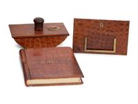 An English Crocodile Eight-Piece Desk Set