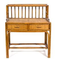 A Bamboo and Rattan Desk Height 42 x width 35 1/2 x depth 23 inches. — 20TH CENTURY