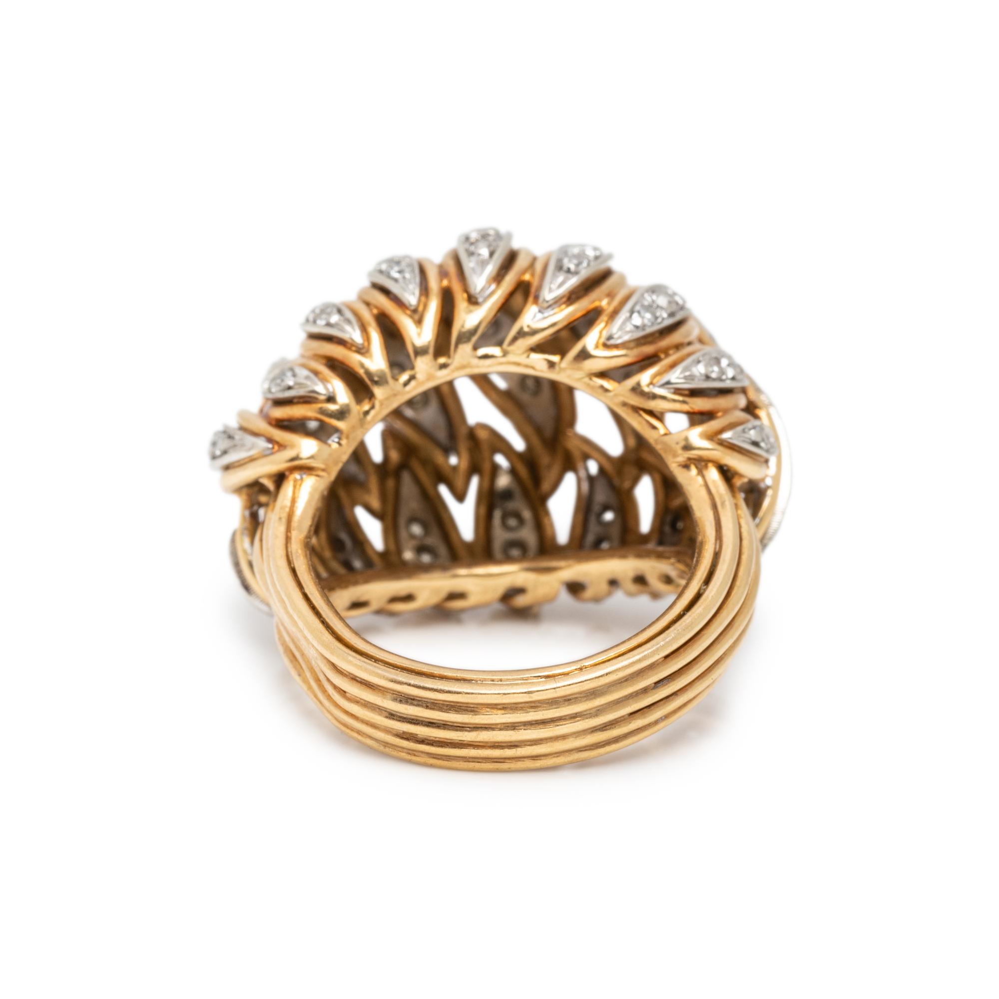 RETRO, BICOLOR GOLD AND DIAMOND JEWELRY SUITE