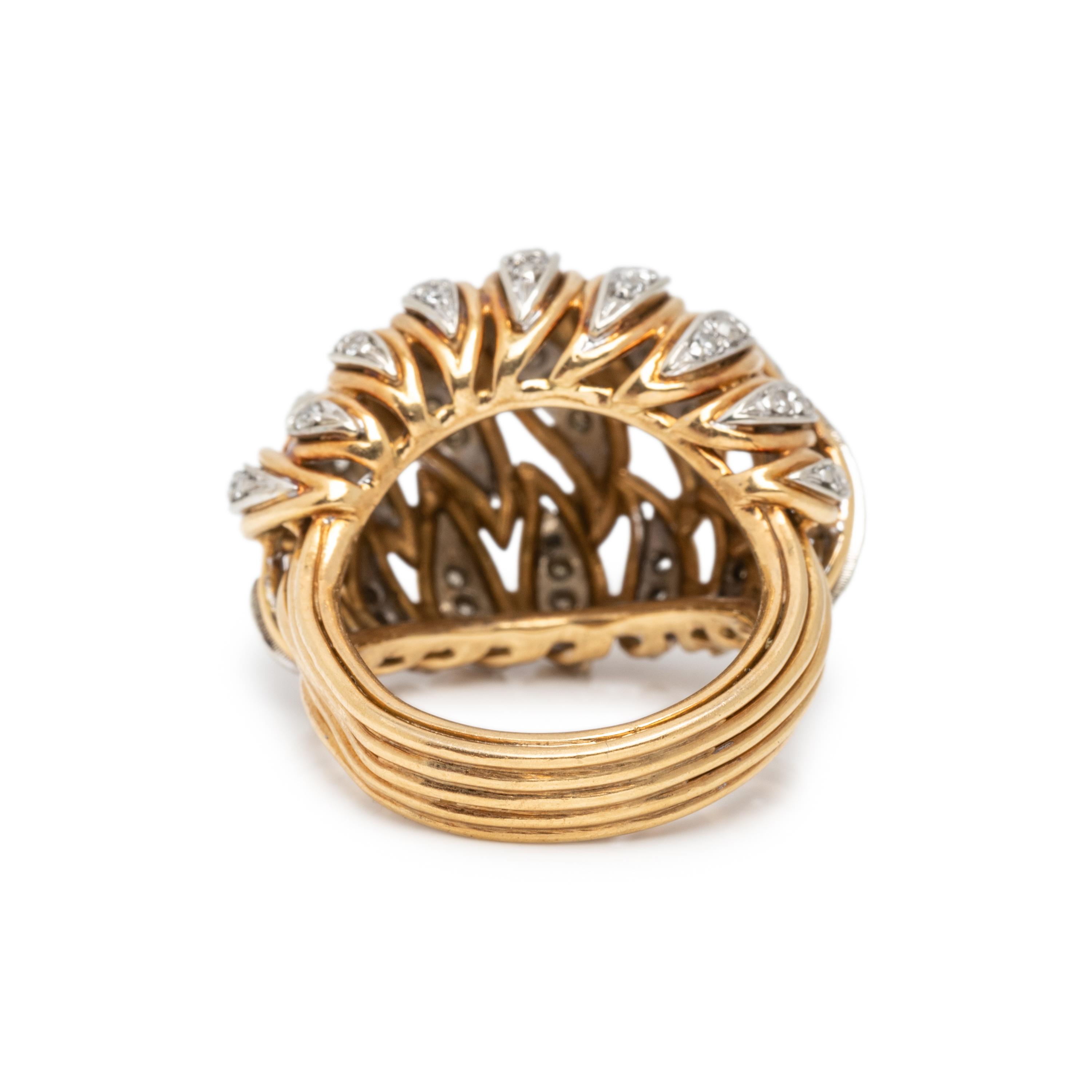 RETRO, BICOLOR GOLD AND DIAMOND JEWELRY SUITE
