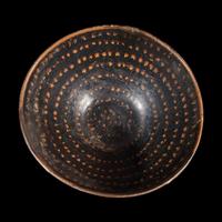 A Chinese Jizhou 'Tortoiseshell' Glazed Conical Tea Bowl, Probably Song Dynasty — 或為宋 吉州窯玳瑁釉茶盞