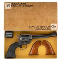 **Colt 6" Blued Dual Cylinder New Frontier Revolver in Factory Box with Extra Grips